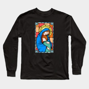 Virgin Mary Stained Glass Long Sleeve T-Shirt